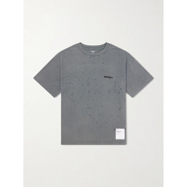 로고 프린트 디스트레스드 MothTech 코튼 저지 티셔츠 46376663163018331