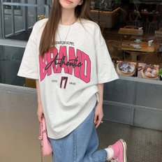 여성 핑크 프린팅 오버핏 반팔 티셔츠 TS716