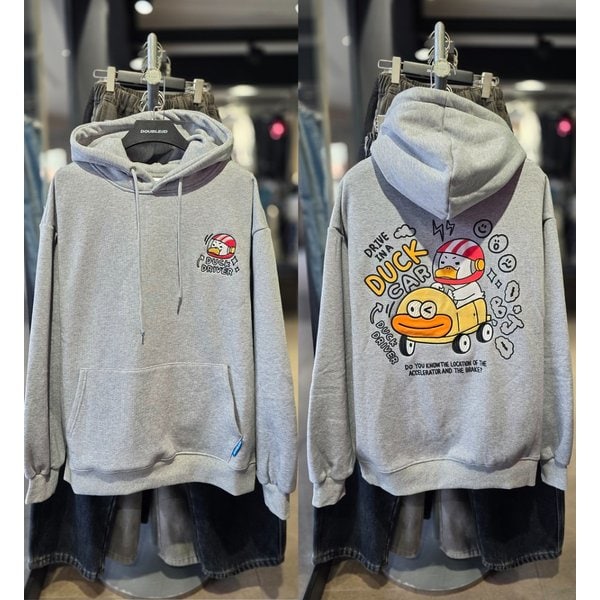 [시흥점] 융기모 드라이브 덕 세미오버핏 그레이후드티(남여공용)/JGZZ30B21GY