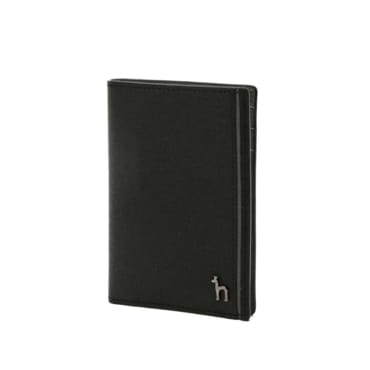 헤지스 [COLOR POINT] 블랙 배색포인트 소가죽 카드지갑 HJHO4F336BK