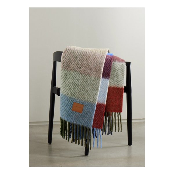 프린지 체크 알파카 혼방 블랭킷 멀티컬러 46376663162858964