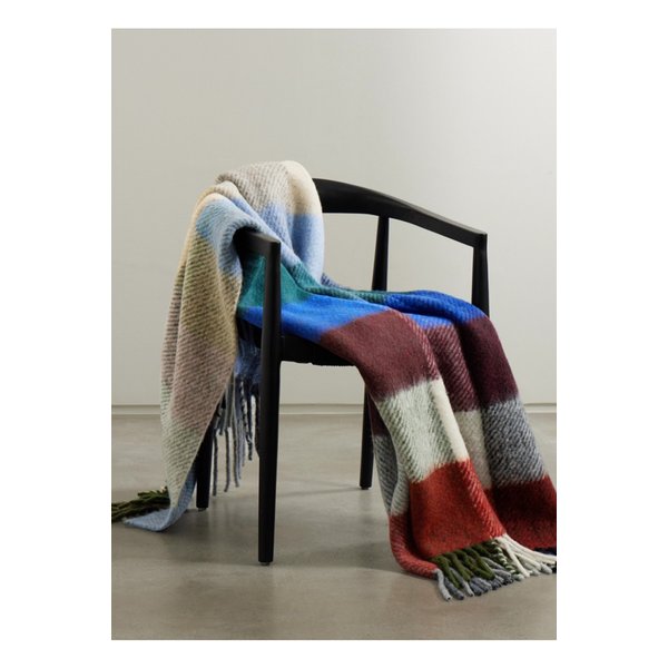 프린지 체크 알파카 혼방 블랭킷 멀티컬러 46376663162858964