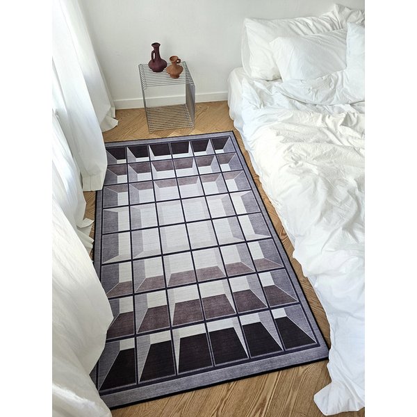 공간 체크 소프트 러그 100x160