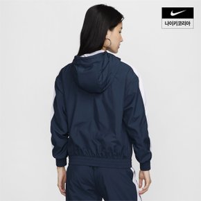 우먼스 나이키 스포츠웨어 클래식 우븐 루즈 UV 프로텍션 후드 재킷 NIKE FV6299-478