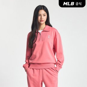 [코리아공식] 베이직 스몰로고 오버핏 반집업 맨투맨 CLE (Pink)