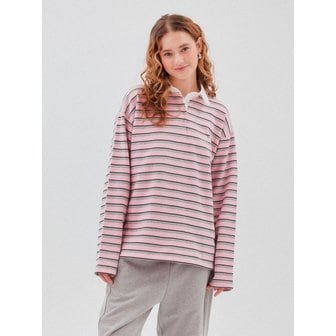 모어쥬드 Unique Stripe Collar t-shirt pink