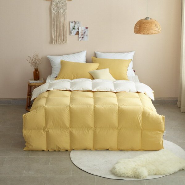 [신제품 출시] 한파용 80수 고밀도 워싱 토숀레이스 일체형 시베리아 구스95 차렵이불 - 퀸1100g