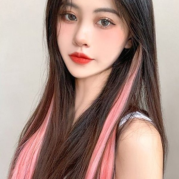 [언니네 가발] 포인트 브릿지 헤어피스(핑크)