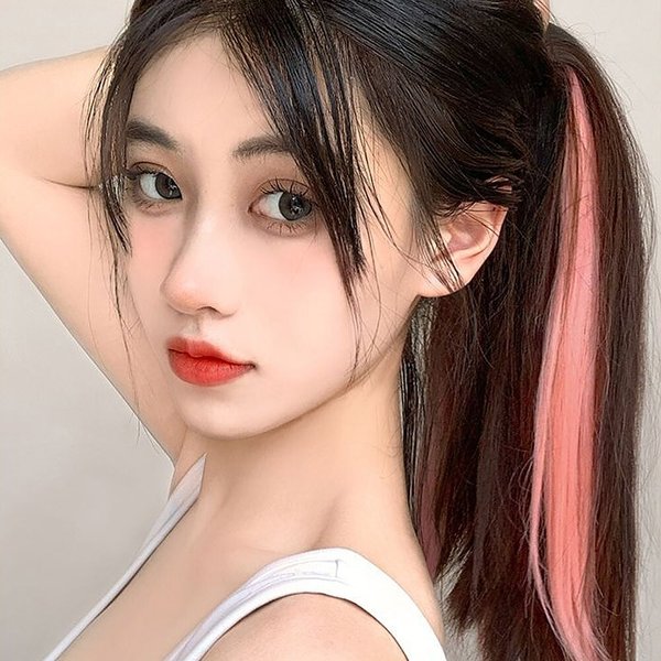 [언니네 가발] 포인트 브릿지 헤어피스(핑크)