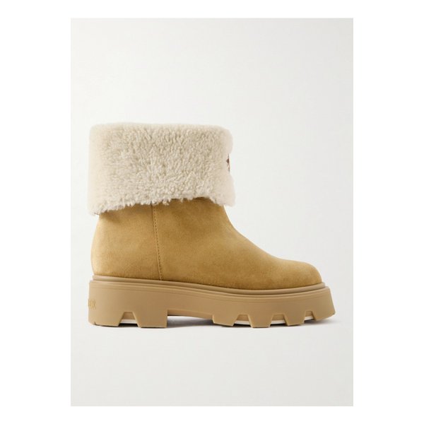 몽클레어 아우레아 아플리케 시어링 트림 스웨이드 앵클 부츠 46376663162863802