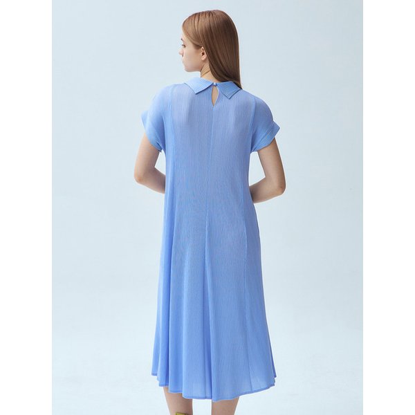 미니 칼라 반소매 플리츠 롱 원피스_2colors