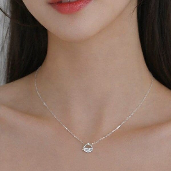 목걸이 로맨틱 큐빅 하프링 펜던트 BCN005