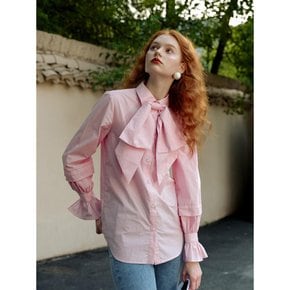 Moidew_pink lantern sleeve ribbon shirt