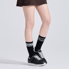유니 언발란스 컬러블록 쿠션 중목 양말 블랙