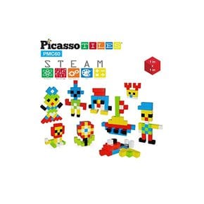 PicassoTiles 마그네트 퍼즐큐브 60개 자석 빌딩 블록 건축 세트 지각