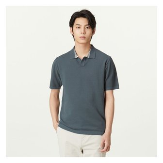 T.I FOR MEN 피케 조직 오픈카라 니트[스탠다드]_M224MSW775M