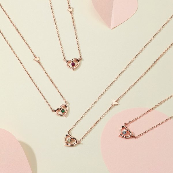 포 미 탄생스톤 실버핑크 목걸이 12종 택1