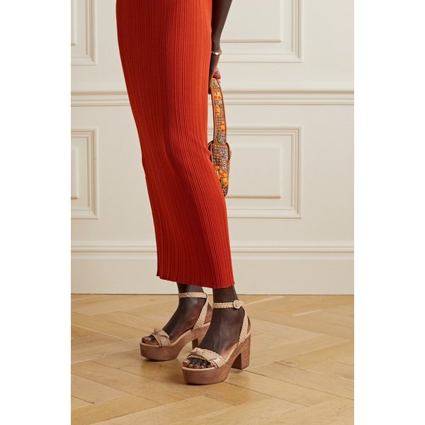 Clarita Braided Leather Platform Sandals 베이지 38063312420917496
