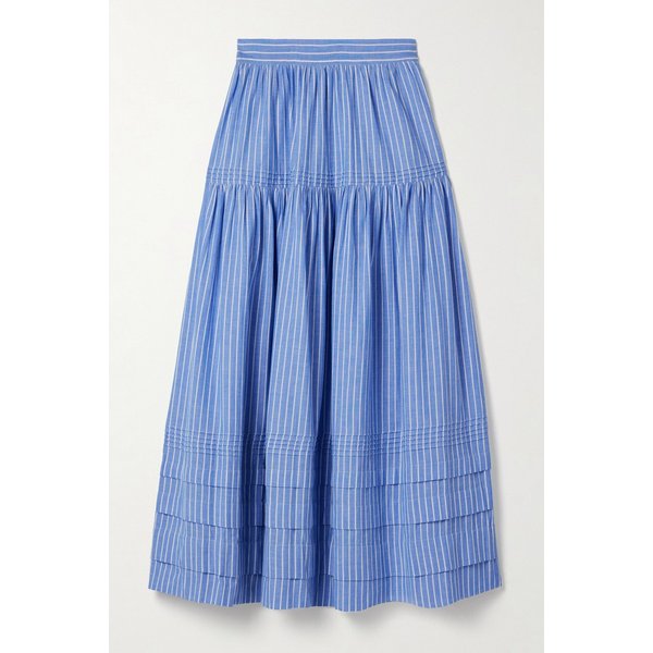 도엔 세바스티안 스트라이프 코튼 포플린 미디 스커트 46376663163005231