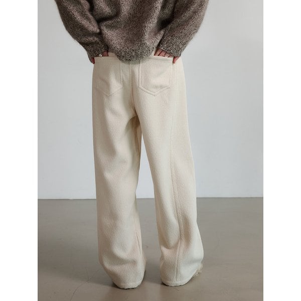 울 와이드 사선 팬츠 - IVORY