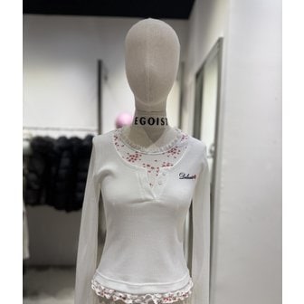 에고이스트 [여주점] 프라워프린팅 덧장 골지 티셔츠ES2OTL56