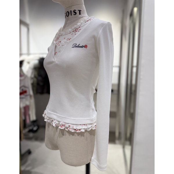 [여주점] 프라워프린팅 덧장 골지 티셔츠ES2OTL56