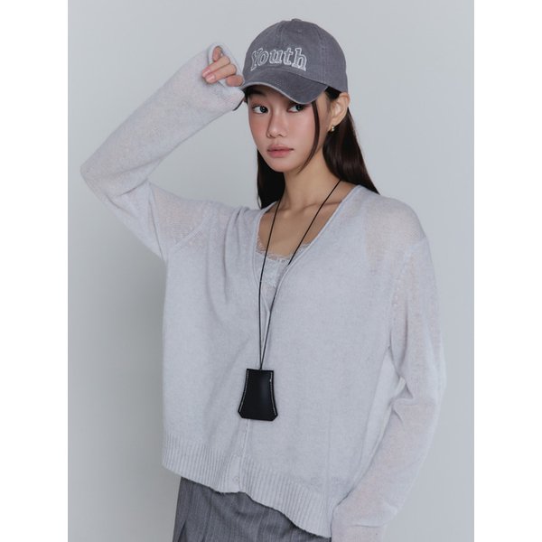 Fine Wool Lace Knit Cardigan Set_gray