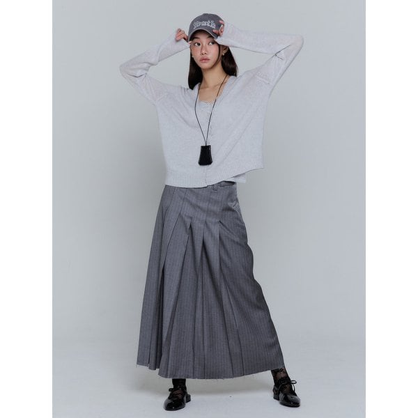 Fine Wool Lace Knit Cardigan Set_gray