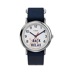 독일 타이맥스 여자 시계 Timex Weekender 38mm 쿼츠워치 with White Dial and Blue 스트랩 TW2V