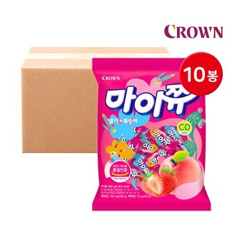 크라운 마이쮸 딸기 복숭아 284g 10봉