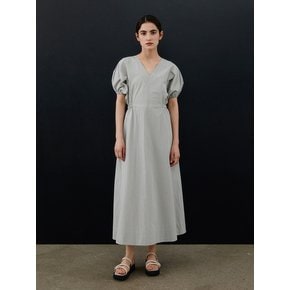 TWR V-NECK BANDED SHIRRING DRESS_MINT