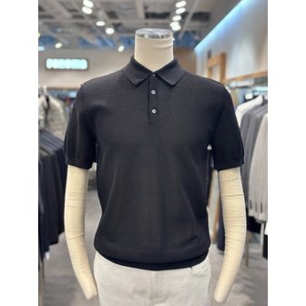 레노마 [파주점] 남성 S/S 블랙 반팔 카라 니트 RRBMKT63A