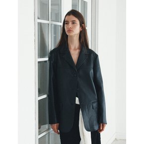 Tailored Collar Leather Blazer