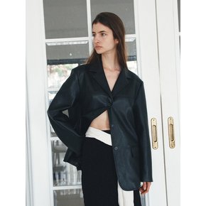 Tailored Collar Leather Blazer