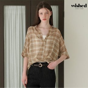 체크 패턴 시스루 썸머 반팔 셔츠 (WICBBL037)