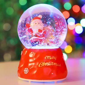 8cm 눈 결정 산타와 강아지 워터볼 (C.LED 사운드)