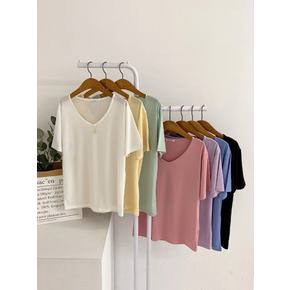 / 1 + 1 차겔 쿨링 브이넥 반팔 티셔츠(7color)