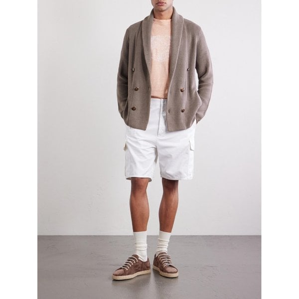 브루넬로쿠치넬리 숄칼라 더블브레스트 리브 코튼 가디건 46376663163018835