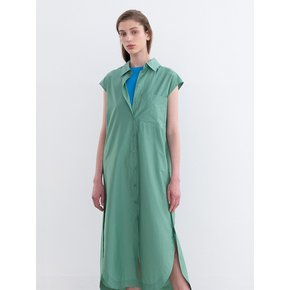 Side Open Shirt Dress_Green