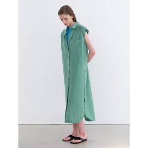 Side Open Shirt Dress_Green