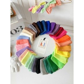 1254 골지 면 양말 기본 학생 컬러 무지 노랑 빨강 형광 여자   SOCKS