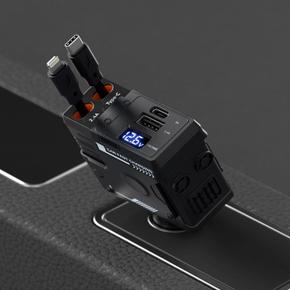 4in1 차량용 충전기 시거잭 120W 초고속 핸드폰 충전기 릴타입