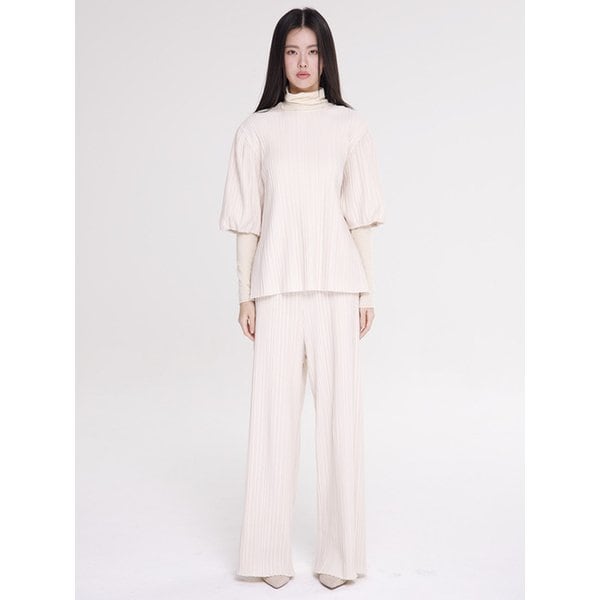 (2COLOR) FW Pleats Balloon Blouse_Black/Ivory