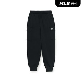 MLB [코리아공식] 베이직 스몰로고 카고 기모 조거팬츠 NY (Black)