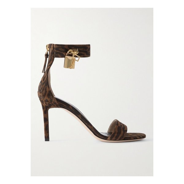 패드락 장식 레오파드 프린트 스웨이드 샌들 브라운 46376663162843382