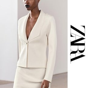 자라 ZARA 여성 핏 니트 가디건 에크루 자켓