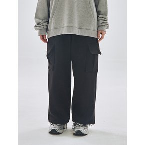 Training banding side pocket wide cargo sweatpants [black]