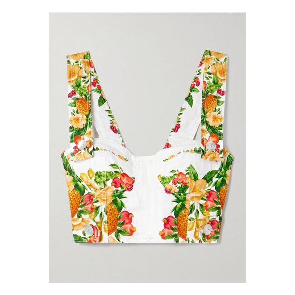 팜리오 크롭 프린트 리넨 탑 오프 화이트 46376663162869557