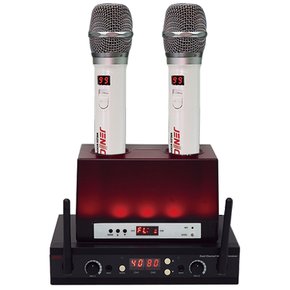 S-80X 충전식 무선 노래방마이크 화이트 색상 80채널 롱디스플레이 창 설계 충전 상태 표시등