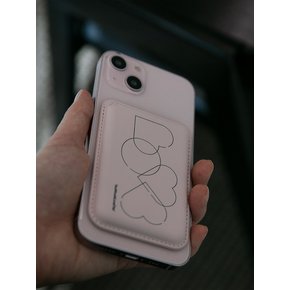 Love Diagram 맥세이프 가죽 카드 지갑 (핑크)